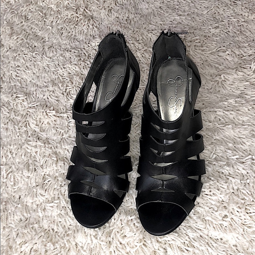 Jessica Simpson Black Leather Heels